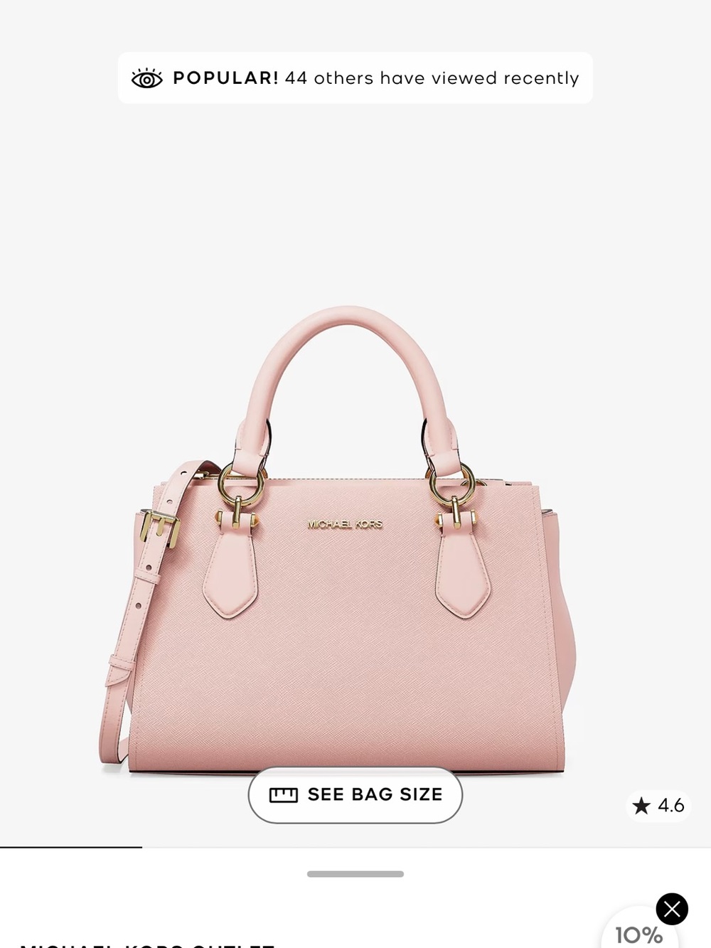Michael Kors Pink Saffiano Satchel with Gold Hardware